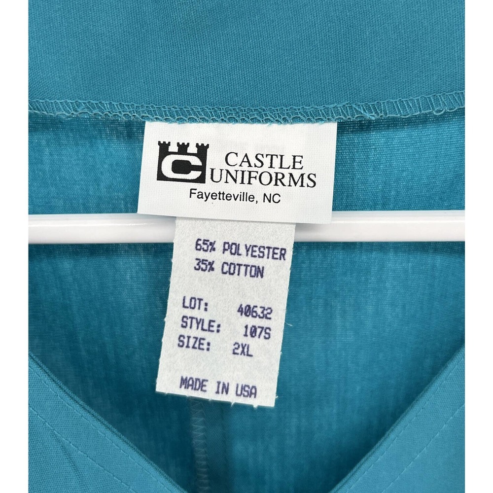 Vintage Castle Uniforms Smock Teal Blue Pockets New Old Stock Original Packaging - Picture 2 of 6
